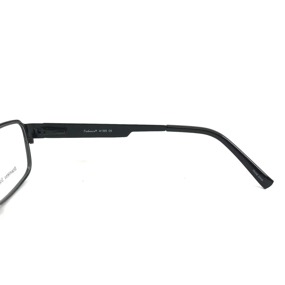 Enhance Eyeglasses Frames 4185 SBK Satin Black Rectangle Full Rim 54-17-140